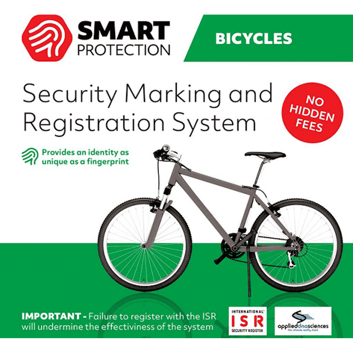 SmartDNA ISR-märkning Grön, exkl försäkring Cykeltillbehör - Lås & säkerhetCykeltillbehör Lås & säkerhet