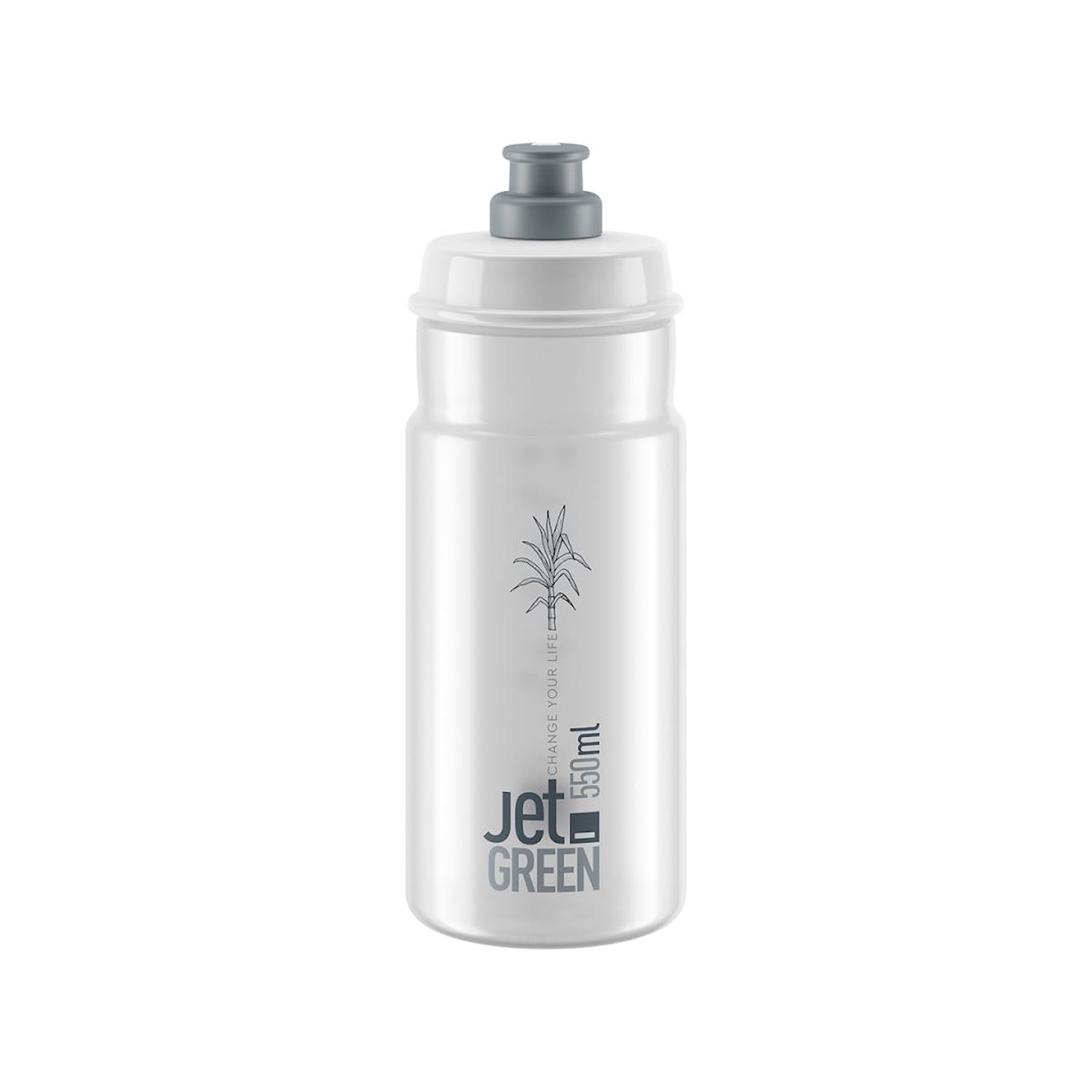 Elite Jet Grön Flaska Grå/Clear 550ml 550 ml Cykeltillbehör - Cykelflaskor & Flaskställ - CykelflaskorCykeltillbehör Cykelflaskor & Flaskställ
